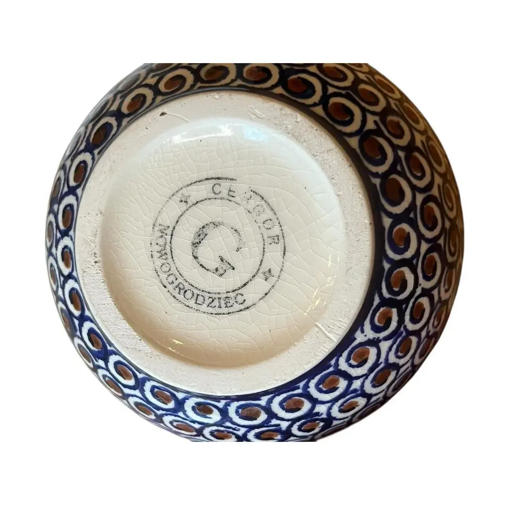 Nowogrodziec Polish Pottery Ceramic Apple Baker Dish Trinket 4.5” Wide